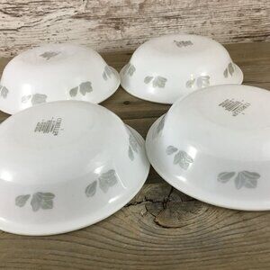 Set of 4 Corelle Friendship 10 Oz Dessert Bowls 5 3/4" White w/ Gray Flowers